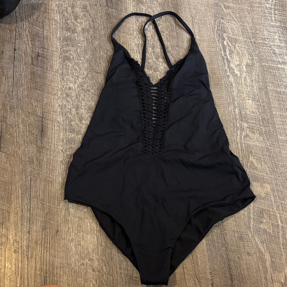 Billabong Black One-Piece Swimsuit with Lace Detail